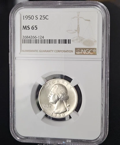 1950-S  NGC MS65 Washington Quarter
