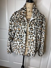 Beige Animal Print Faux Fur Jacket