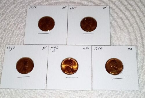 5 Wheat Pennies 1935-1956 (3P6-10) Vintage Wheat Pennies Add to Your collection - Picture 2 of 4