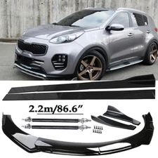 Front Bumper Lip Spoiler Side Skirts Rear For Kia Sportage Glossy Black Body