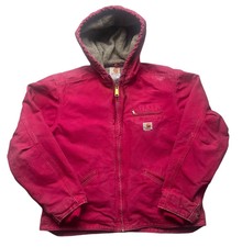Vintage Carhartt Workwear Hooded Active Jacket Fleece Lined, Pink, Women’s Large
