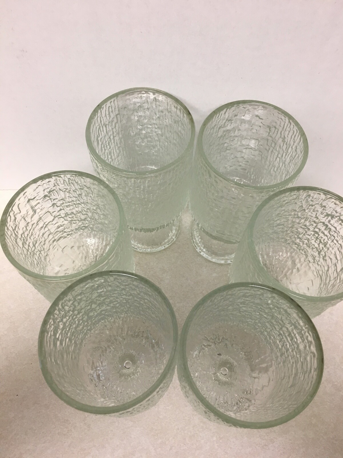 Vintage Set Of 6 Footed Textured Glass Drinking Glasses eBay