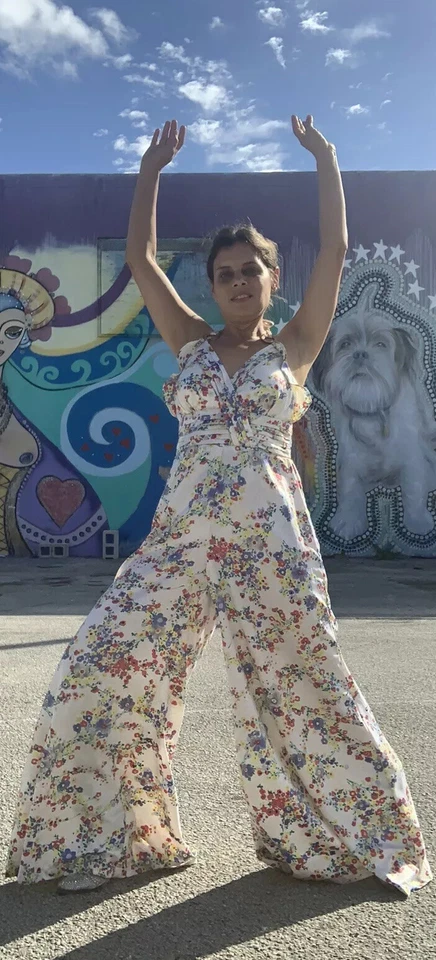 Xoxo Juniors Jumpsuit Palazzo Pants Floral Vintage Retro Size Small Catsuit - Image 4 of 4