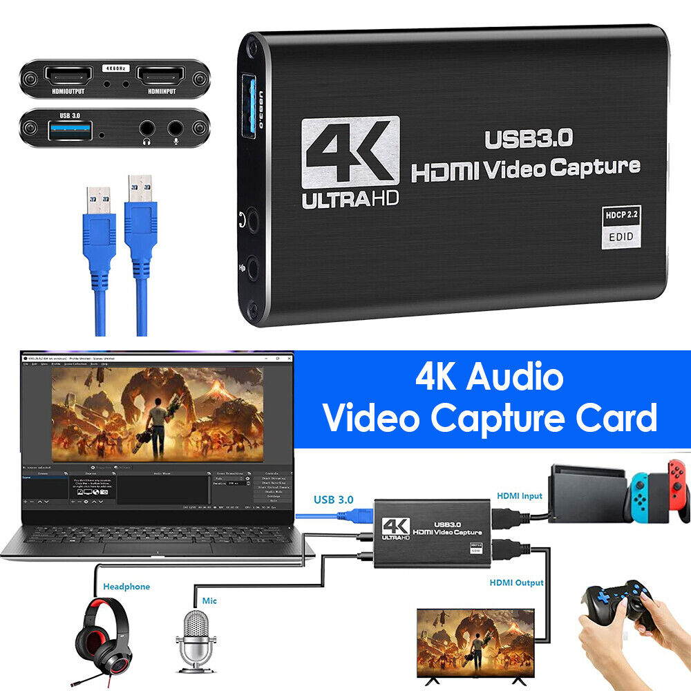 4K Audio Video Capture Card USB 3.0 HDMI Video Record Capture Device Live Stream