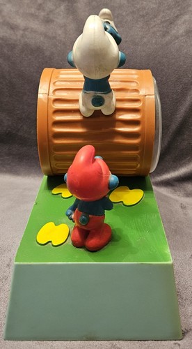 Vintage Smurf Talking Alarm Clock Bradley Sawing Wood 'Have A Smurfy Day' - Picture 4 of 6
