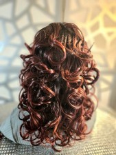 Ombre Auburn Wig Curly Loose Wave Lace Front Wig Balayage Highlights Blonde Heat