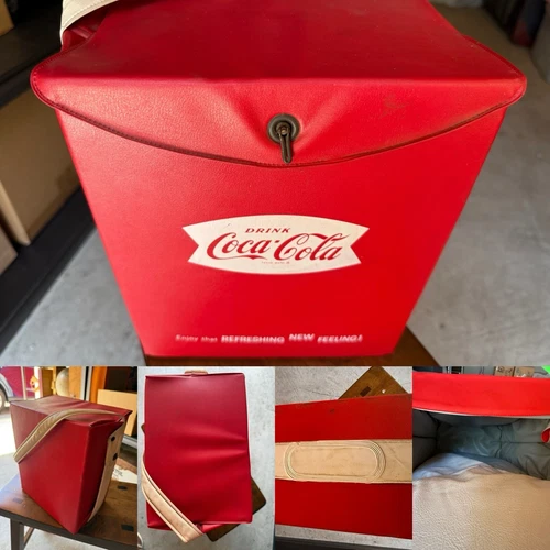 Vintage VINYL PICNIC COOLER COCO COLA FISHTAIL LOGO 6 PACK 1960'S