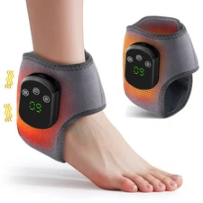Rechargeable Ankle Massager Heated Brace with Hot Compress & Pain Relief Support