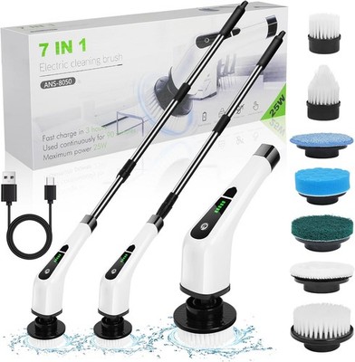 Elektrische Reinigungsbürste Schnurlos IPX7 7 Austauschbare Bürstenköpfe 137cm