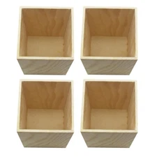 4 Pcs Wooden Pencil Holder Desk Cup Pot Desktop Stationary Organizer