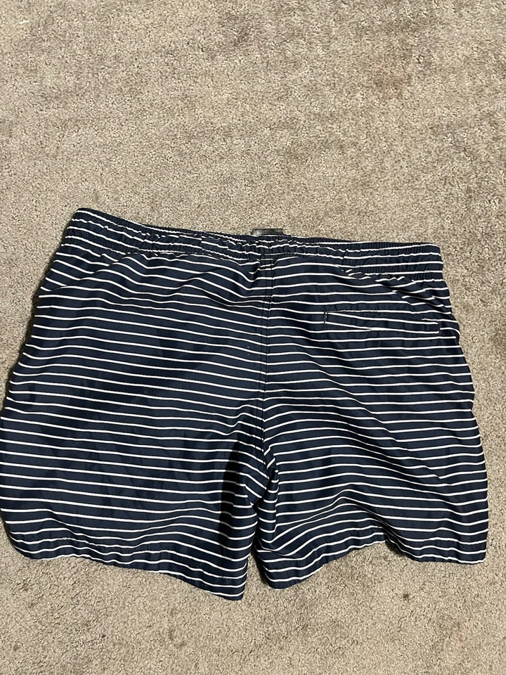 Bañador H&M Hombre Pequeño Azul Rayas Cordón Forrado Bolsillos Traje de baño Poliéster Foto 2 de 3