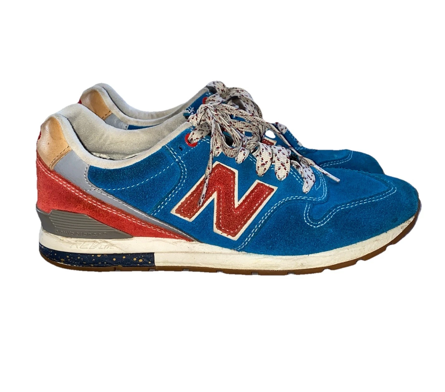 New Balance 996 Blu Rosso Uomo Taglia 5.5 Donna Taglia 7 Scamosciato Indie Retrò