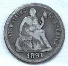1891-P Seated Liberty Dime — photo from another recent sale