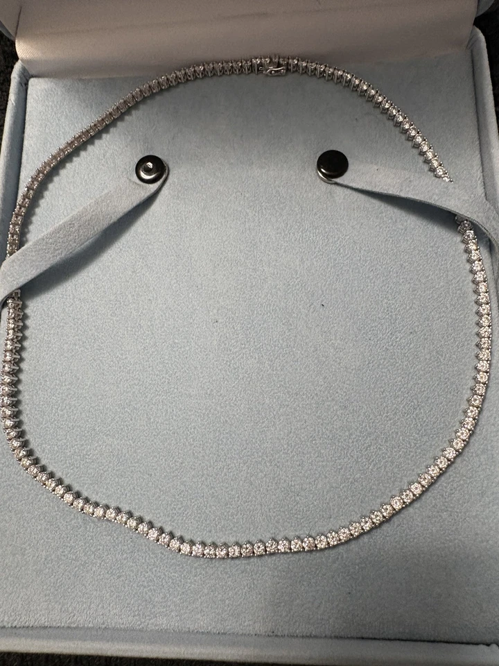 Epiphany QVC Sterling Silver Platinum Clad Diamonique 18" Tennis Style Necklace - Image 3 of 4