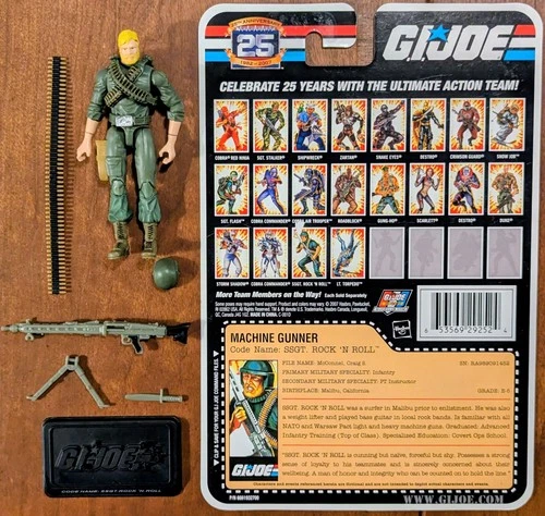 GI JOE Cobra NM/M Ssgt Rock 'N Roll 2008 Complete & File Card 25th Anniversary