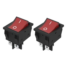 JD 2Pcs 30A Power Switch 125V/250V AC Boat Rocker Switch On/Off Switch 4Pins Red