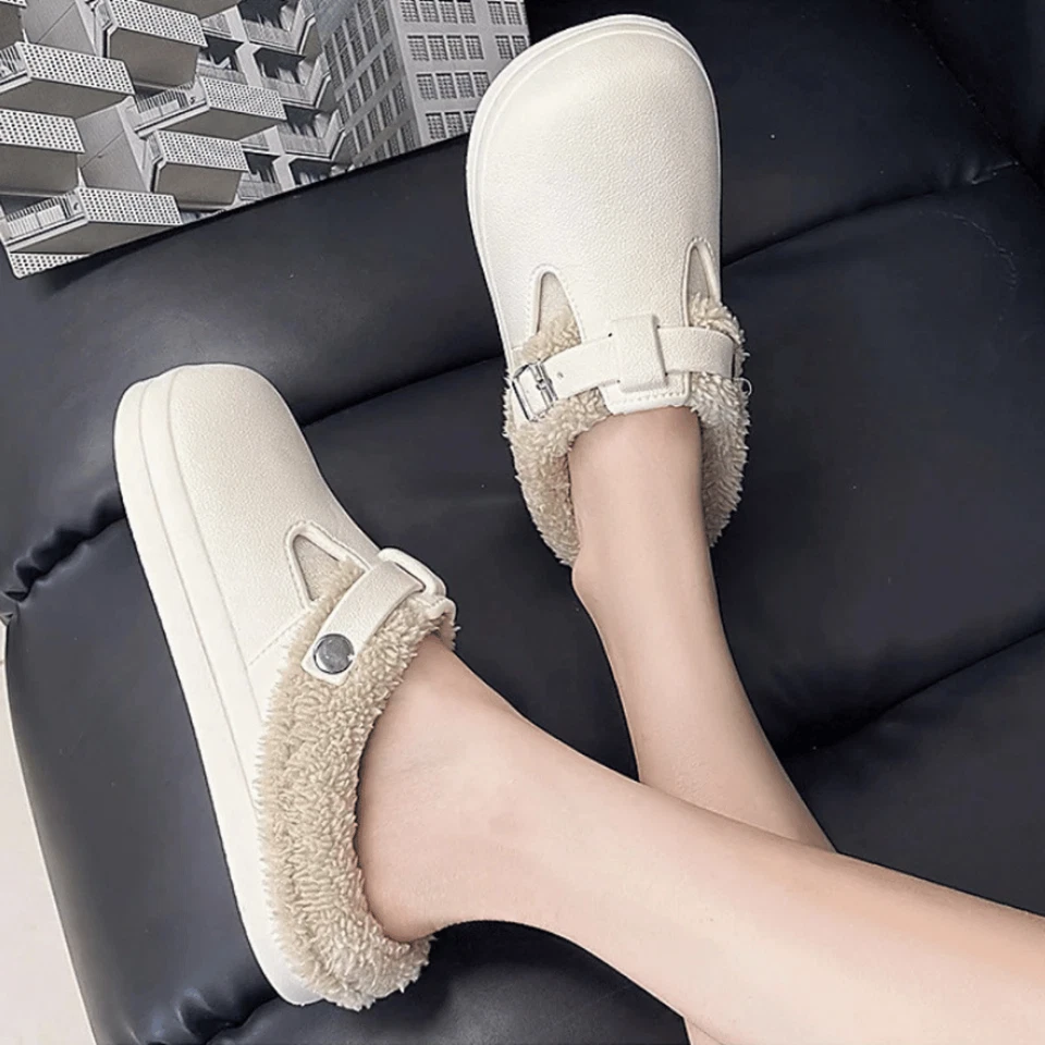 Mujeres Invierno Cálido Felpa Zapatillas Impermeables Suela Gruesa Suave Interior Hogar Zapatos Foto 4 de 4