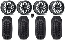 Raceline Krank 14" Wheels Black 30" Regulator 2 Tires Kawasaki Brute Force IRS