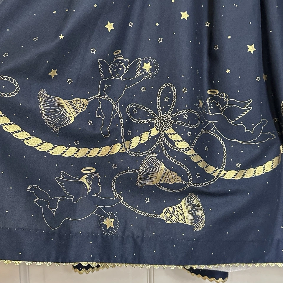 Vtg Daisy Kingdom Girls 4 Velvet Navy Cherub Angel Christmas Dress Gold Holiday - Image 3 of 4