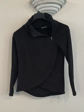 ATHLETA Cozy Karma Asym Pullover Sweatshirt Size XXS | Black Soft! CYA Top NWOT