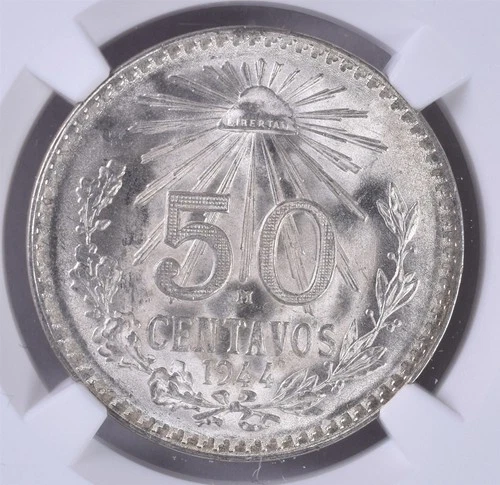 1944 M Mexico 50 Centavos - NGC MS67