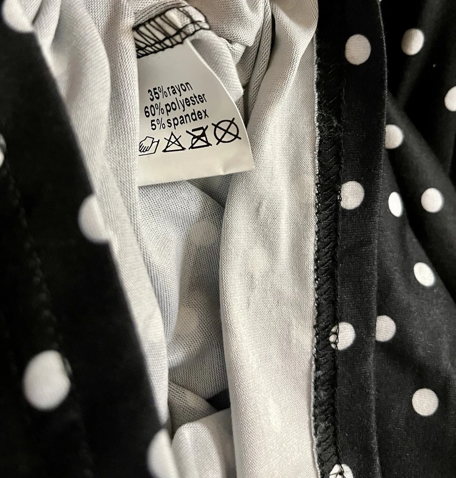 Fashion Women's Size Medium Black And White Pants Polka Dot Wide Leg NWT Boho - Image 4 of 4