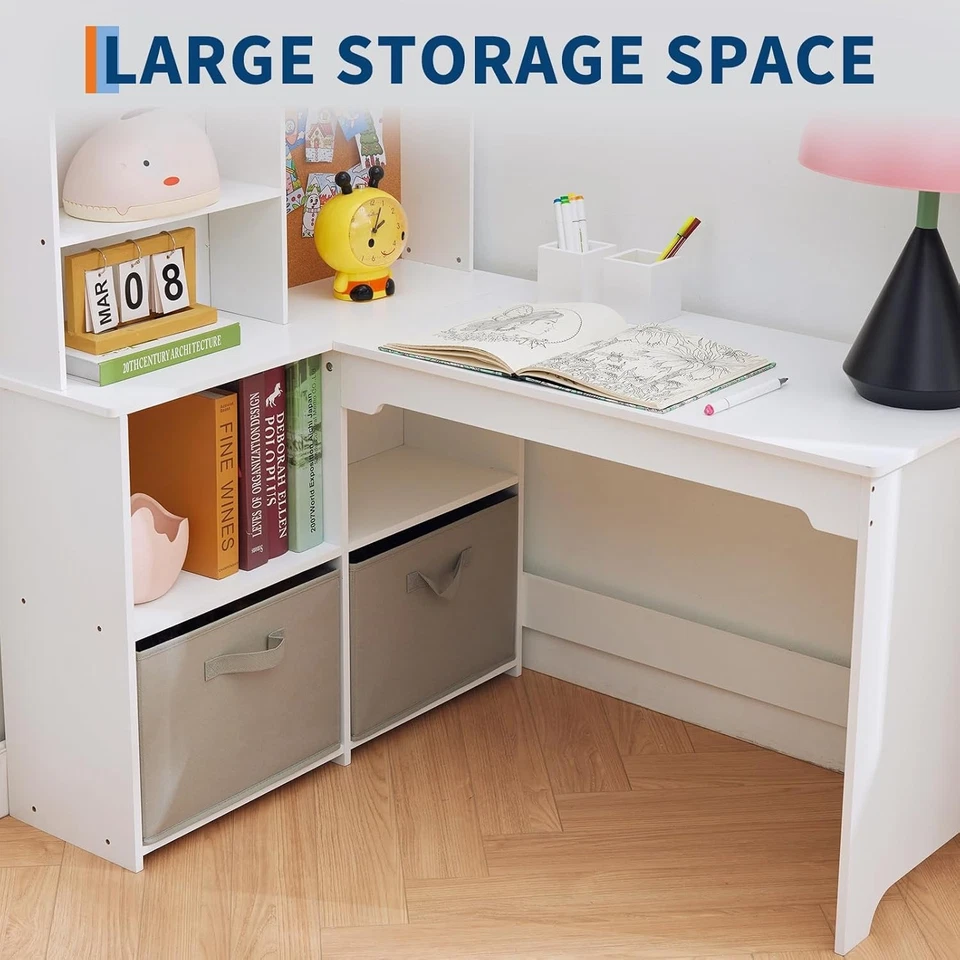 Escritorio de Estudio con Silla, Juego de Mesa de Estudio y Silla de Madera para Niños con Estantería Foto 4 de 4