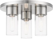 Livex Lighting Carson 3 Light 14 Inch Brushed Nickel Flush Mount Ceiling Light