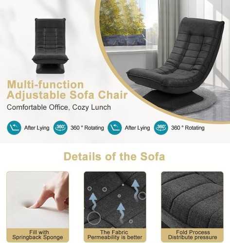 360-Degree Rotatable Swivel 5-Fold Adjustable Backrest Lazy Lounger Chair Seat - Picture 27 of 40