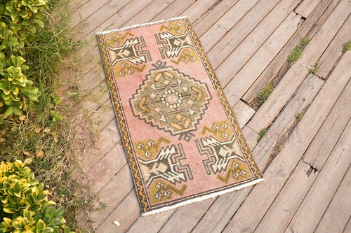 Alfombra turca anudada a mano tamaño 1x3 felpudo silla alfombra multicolor 52x97 cm - Imagen 2 de 6