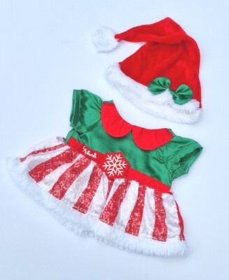 Build A Bear MINNIE MOUSE WEIHNACHTSKLEID Disney WEIHNACHTEN FELLMÜTZE Mädchen Outfit neu mit Etikett