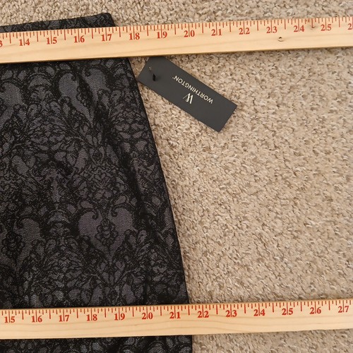 Worthington Skirt Size 12 Gray Geometric Glitter Knee Length Pencil Lined New - Picture 3 of 10