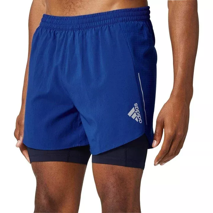 adidas Designed 4 Running Two In One Shorts Mens Fitness Gym Black Blue  Pocket