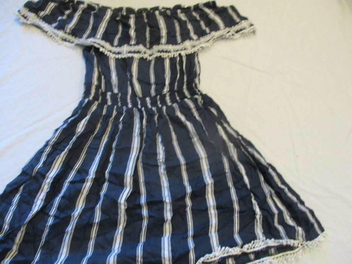 Womens cotton on blue white striped dress sz s