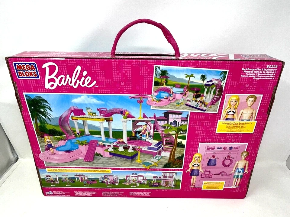 Mega Bloks 80228 Barbie Build ‘N Style Pool Party 159 Pieces NEW Sealed (2013) - Image 3 of 4