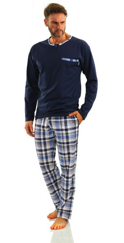 Herren Schlafanzug Sesto Pyjama 100% Baumwolle Langarm + Pyjamahose Nachtanzug - Bild 8 von 93