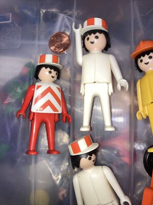 Vintage 1974 Geobra Playmobil Toy 3” Construction 6 Figures And