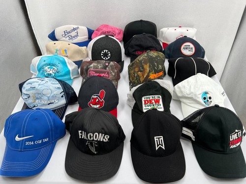 Lot of 20 Hats Baseball Cap Snapback Trucker Sports Bulk Wholesale Used L90
