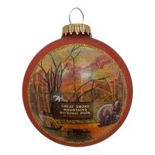 Great Smoky Mountains National Park in Fall Orange Glass Ball Ornament 3.5 Inch