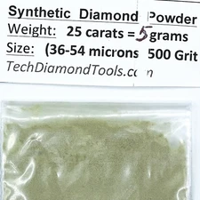 TechDiamondTools Diamond Powder 500 Grit 36-54 Microns, 25 cts = 5 Grams