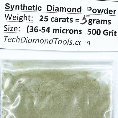 TechDiamondTools Diamond Powder 500 Grit 36-54 Microns, 25 cts = 5 Grams