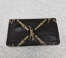 Longchamp Brown Patterned Leather Key Holder Coin Pouch