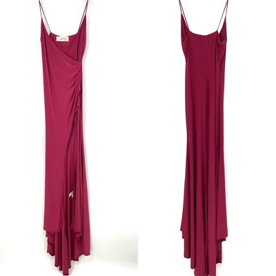 Club L London Size 6 Maxi Dress Wrap Dark Red Spaghetti Strap | eBay