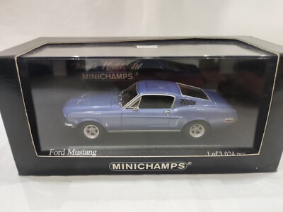 Minichamps 1:43 Blue Ford Mustang 1968 400 082021 BRAND NEW | eBay