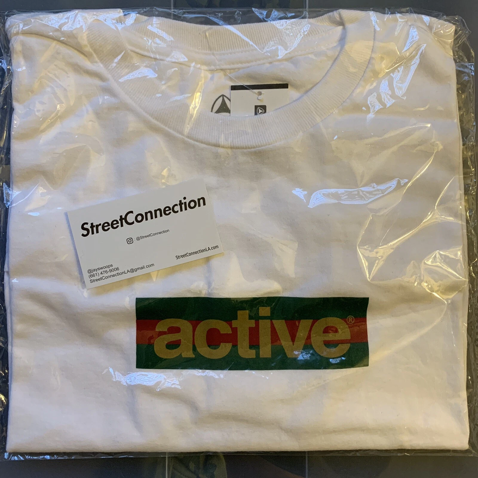 T shirt logo Active Ride Shop taille moyenne suprême à capuche blanc vert rouge or 