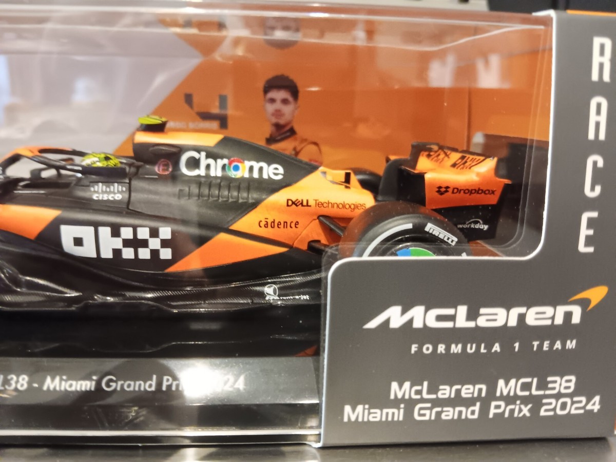1/24 2024 Burago Lando Norris & Oscar Piastri McLaren MCL38 Miami