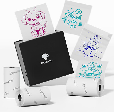 Phomemo Aufkleber Mini Drucker M02 Wireless Bluetooth Thermo Tintenlos für Handys