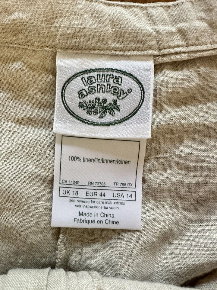 Laura Ashley Womens Trousers Size 14 100% Linen High Waist Wide Leg W/Pockets - Image 3 of 3