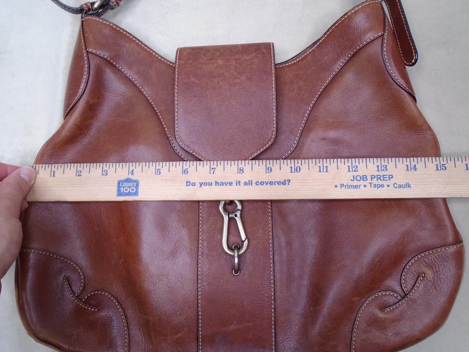 Bolso de hombro Monsac de cuero marrón liso clásico vintage Hobo Satchel Foto 4 de 4