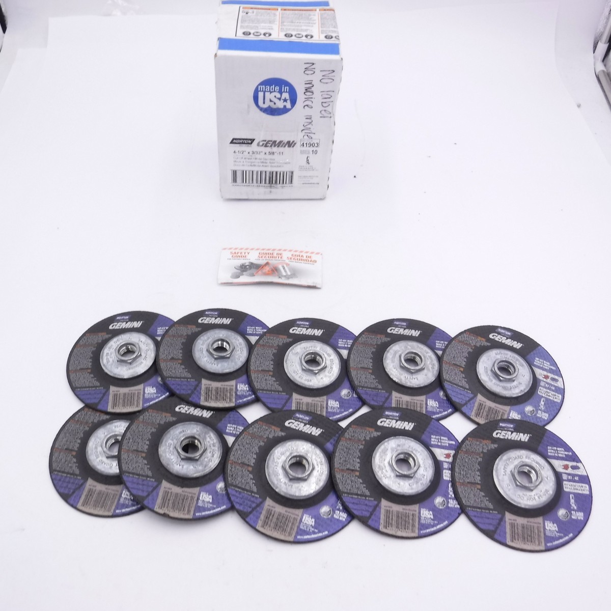 10x Norton Gemini Depressed Center Cut Off Wheels 4-1/2
